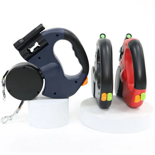3in1 Double Head Automatic retractable Dog leash Flashlight