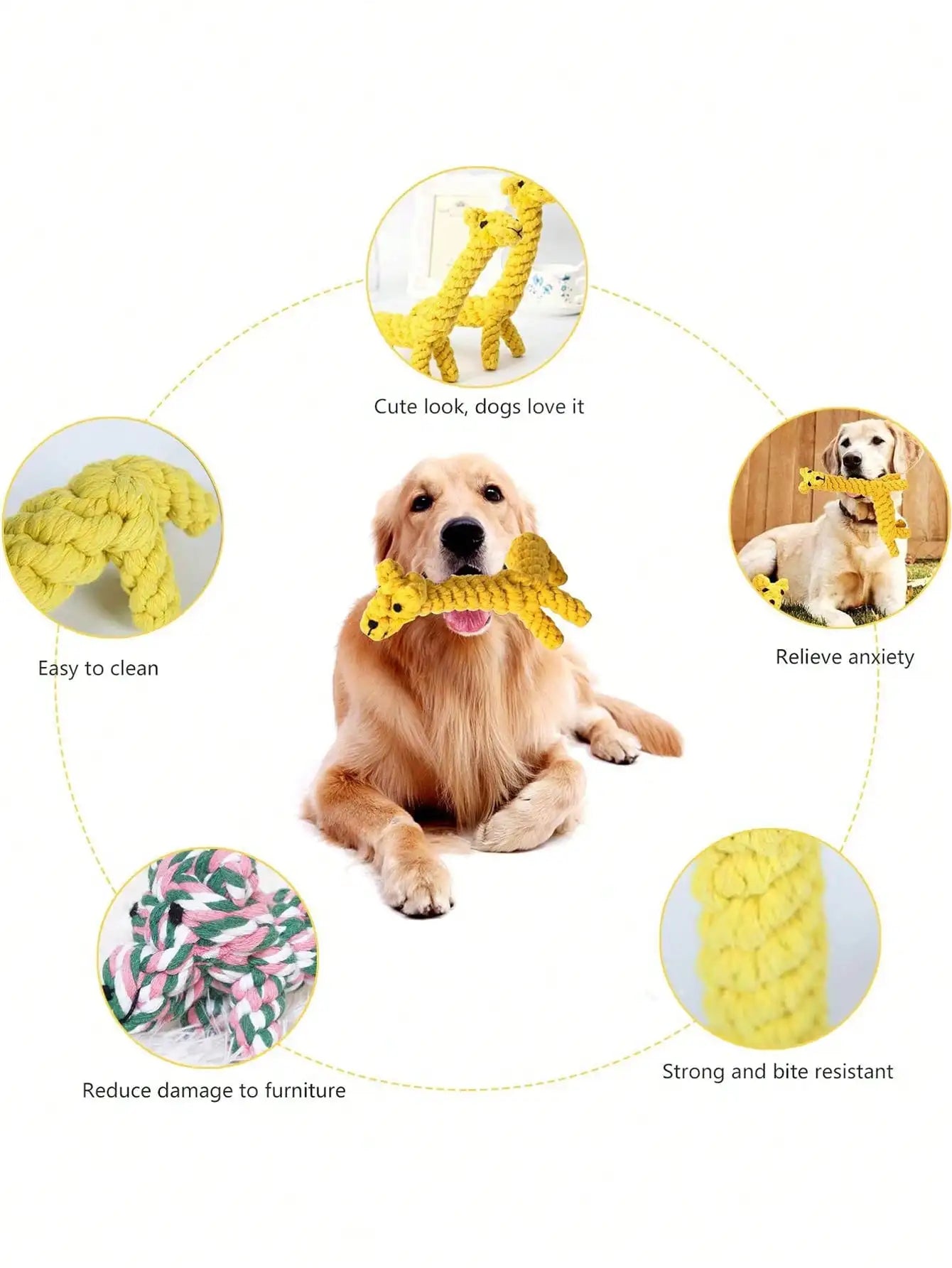 Hand-Woven Cotton Rope Dog Toy - Teeth Resistant Natural Chew