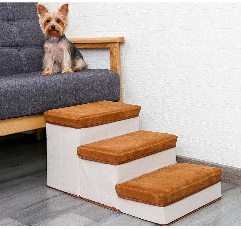 Foldable Pet Climbing Ladder - Anti-Slip Dog Stairs with Storage