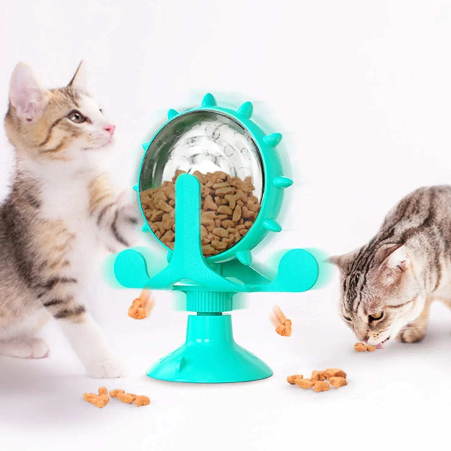 Ferris Wheel Suction Cup Toy - Slow Feeder with Bell for Small Dogs & Cats