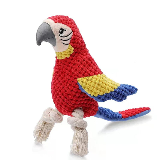 Indestructible Plush Parrot Dog Toy – Squeaky Chew Toy for Small