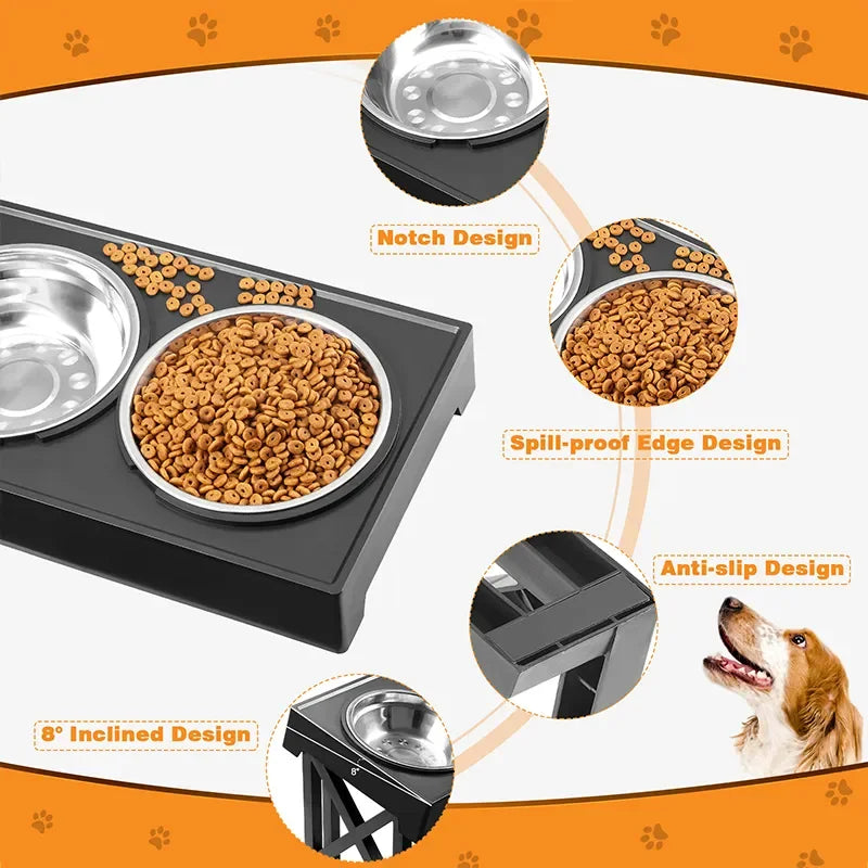 Adjustable Height Elevated Dog Bowls - Purrfect Pet Kingdom