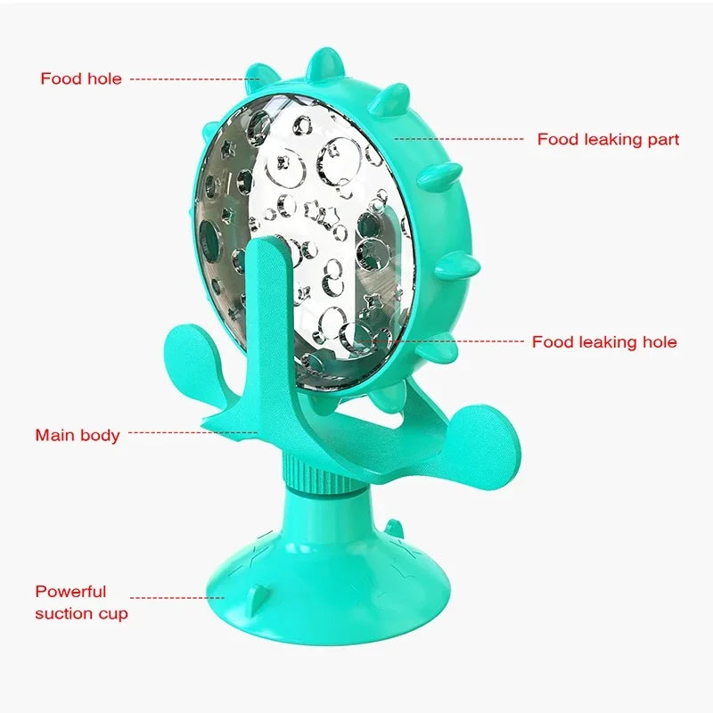 Ferris Wheel Suction Cup Toy - Slow Feeder with Bell for Small Dogs & Cats