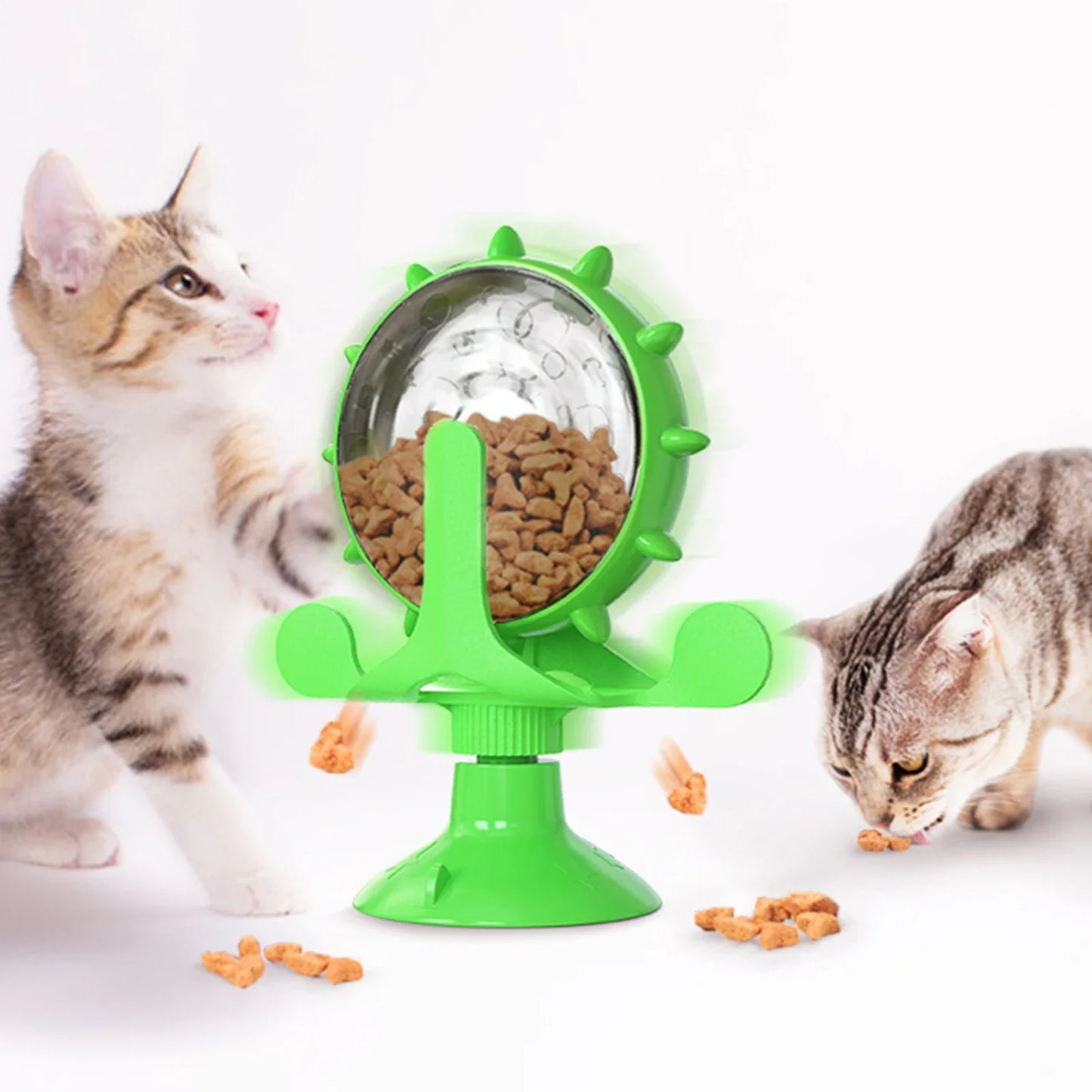 Ferris Wheel Suction Cup Toy - Slow Feeder with Bell for Small Dogs & Cats