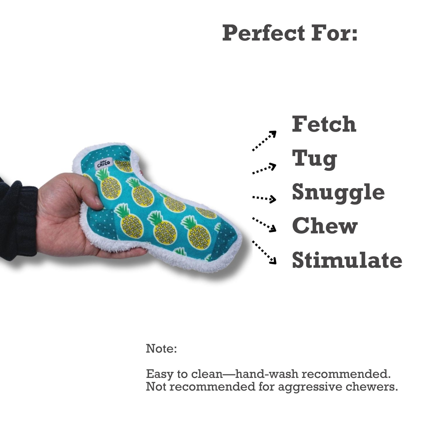 Squeaky Sock Plush Dog Toy - Whimsy Wonders Pineapple Design ๐