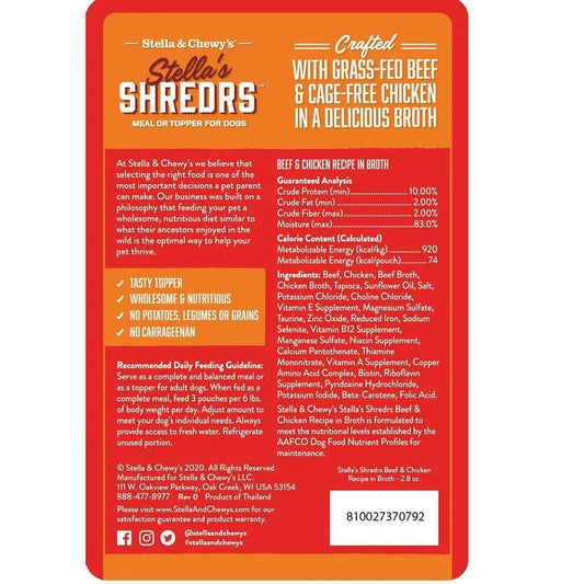 Stella & Chewy’s Shredrs Beef & Chicken Dog Food (2.8oz) - Wet Dog Food - The Family Pet