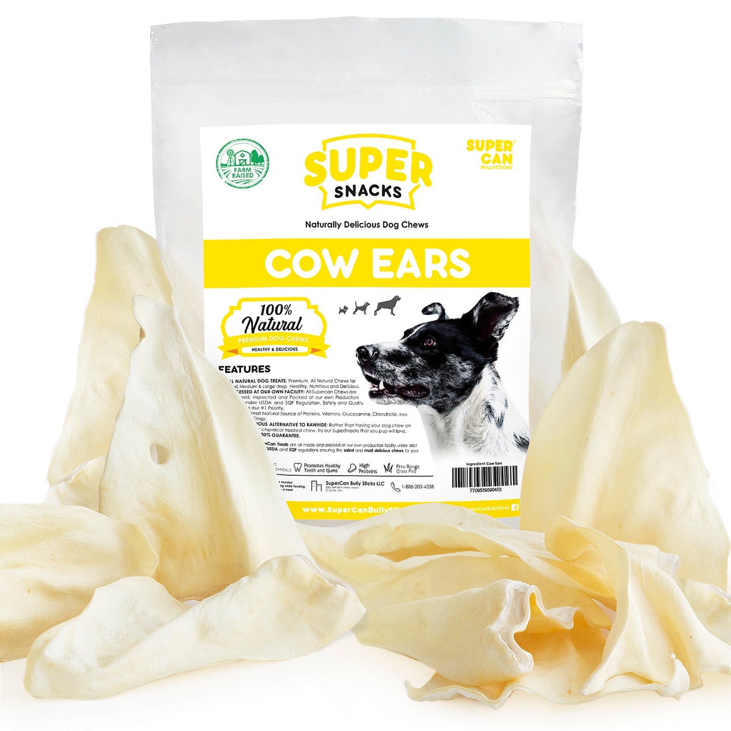 Dog Chews Cow Ears 15 Pack Natural ๐ฆด
