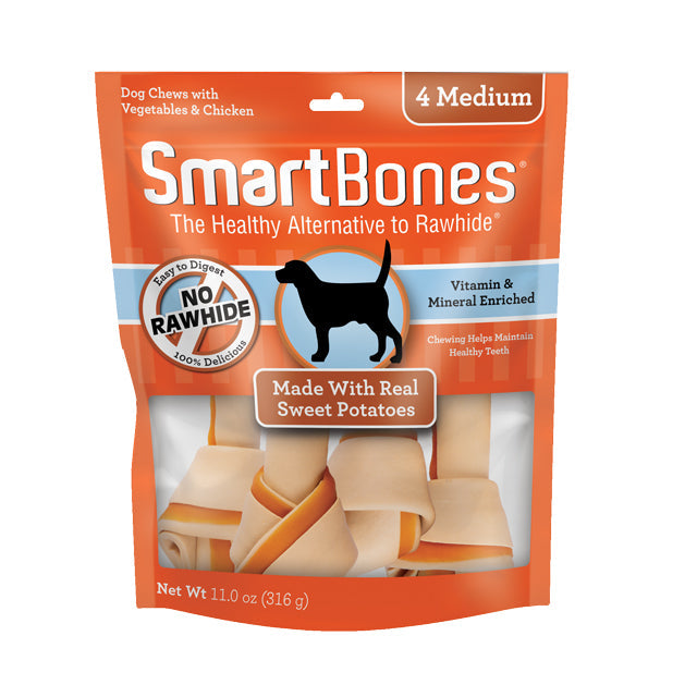 Smartbones Sweet Potato Classic Bone Chews - Medium (4pk)
