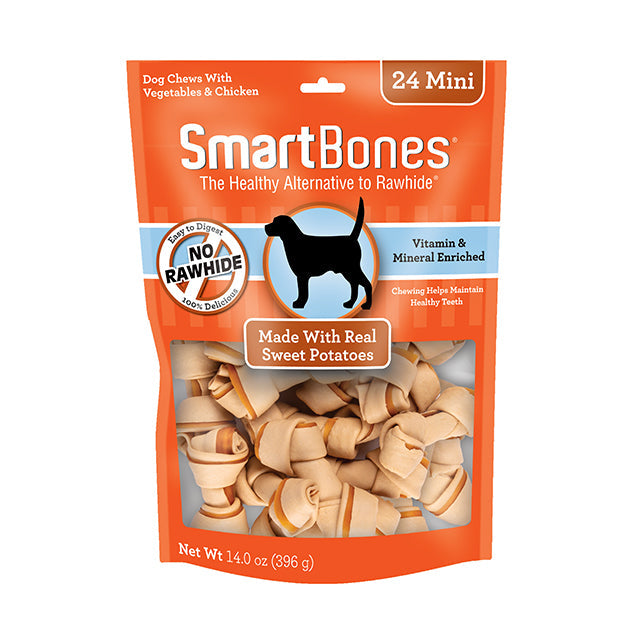 Smartbones Sweet Potato Classic Bone Chews - Mini (24pk) (14oz) - Dog Chews - The Family Pet