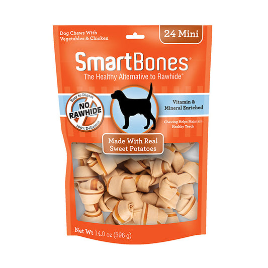Smartbones Sweet Potato Classic Bone Chews - Mini (24pk) (14oz) - Dog Chews - The Family Pet