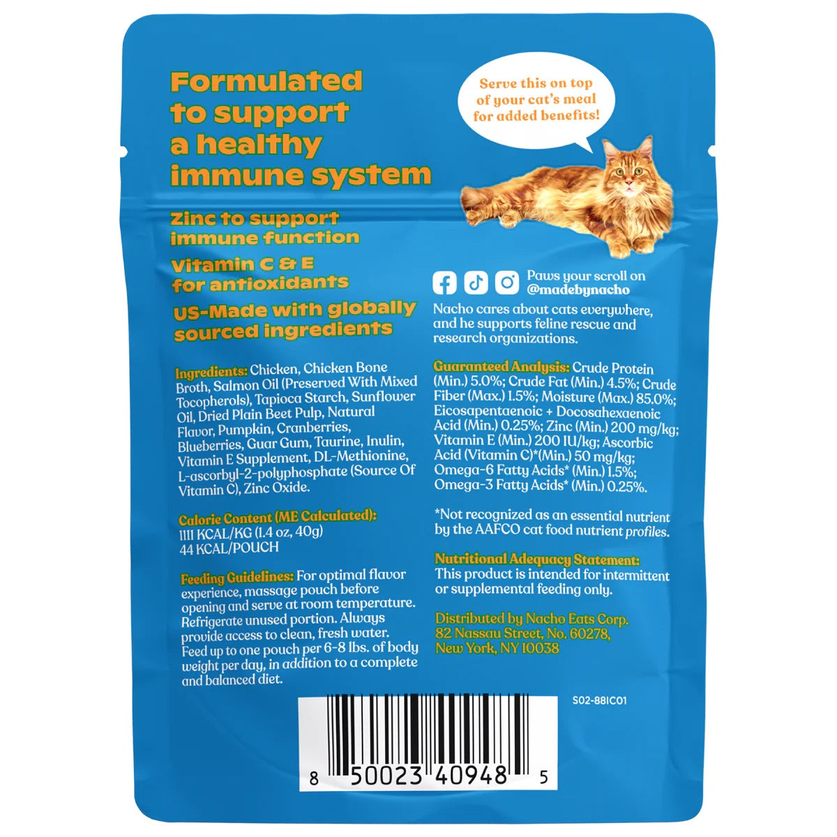 Made By Nacho Chicken Immune Topper For Cats (1.4oz) - Cat Food Topper - The Family Pet