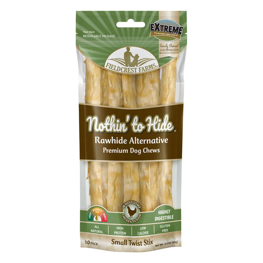 Nothin' to Hide Chicken Small Twist Stix (10ct) (2.3oz) - Nothin' To Hide Dog Treats - The Family Pet