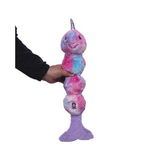 Tie Dye Skinny Narwhal Magical Creature Plush Dog Toy – with