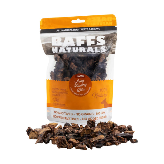 BAFFS NATURALS Lamb Lung Training Bites โ All-Natural, Protein-Packed Dog Treats (7oz Bag) - Purrfect Pet Kingdom