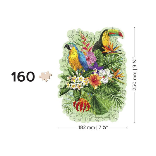 Tropical Birds 160 Piece Wood Jigsaw Puzzle Wooden City