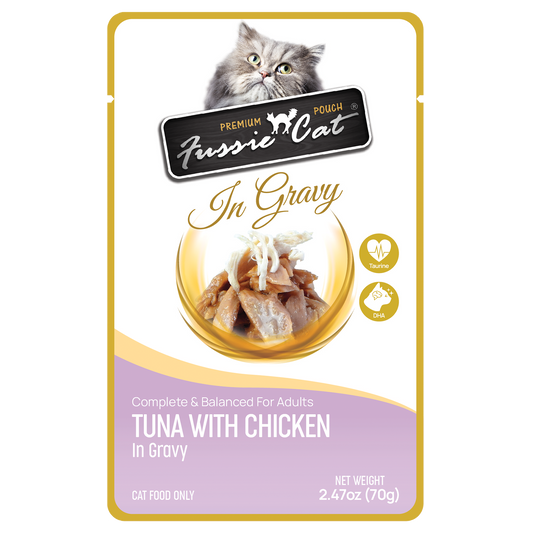Fussie Cat Pouch - Tuna with Chicken in Gravy (2.47oz) - Fussie Cat Wet Cat Food - The Family Pet