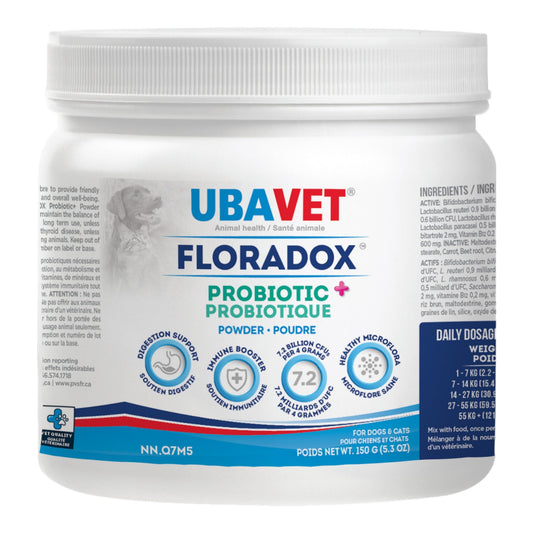 UBAVET Floradox Probiotic Powder for Dogs & Cats โ Supplement for Digestive & Immune Health โ 5.3 oz (150g) - Purrfect Pet Kingdom