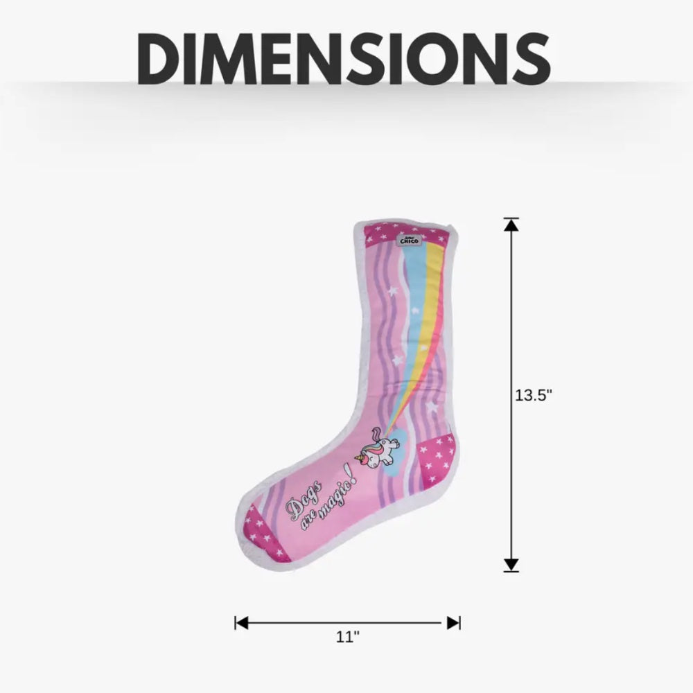 Squeaky Sock Plush Dog Toy – Whimsy Wonders Unicorn Design - Purrfect Pet Kingdom