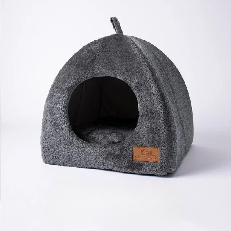 Heated Cat Bed – Self Warming Triangle Cat Cave for Indoor Pets - WTN Essentials - GRAY - 28x28x30cm - 14:691;5:100014064#28x28x30cm