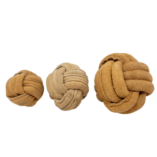 Huggle-Hide® Natural Leather Ball Dog Toy, 2 Pack