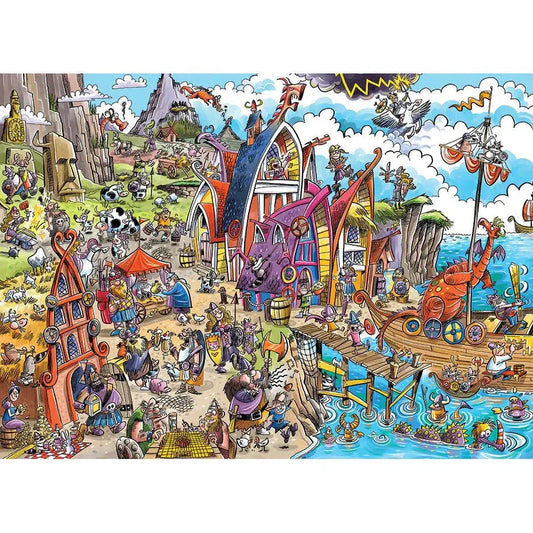 Viking Village Doodle Town 1000 Piece Jigsaw Puzzle Cobble Hill