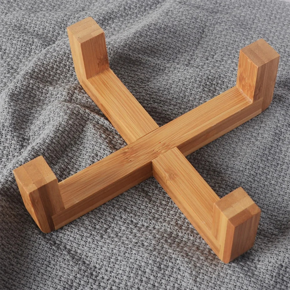 Ceramic Raised Cat Bowl w/ Wood Stand - Ameraeon