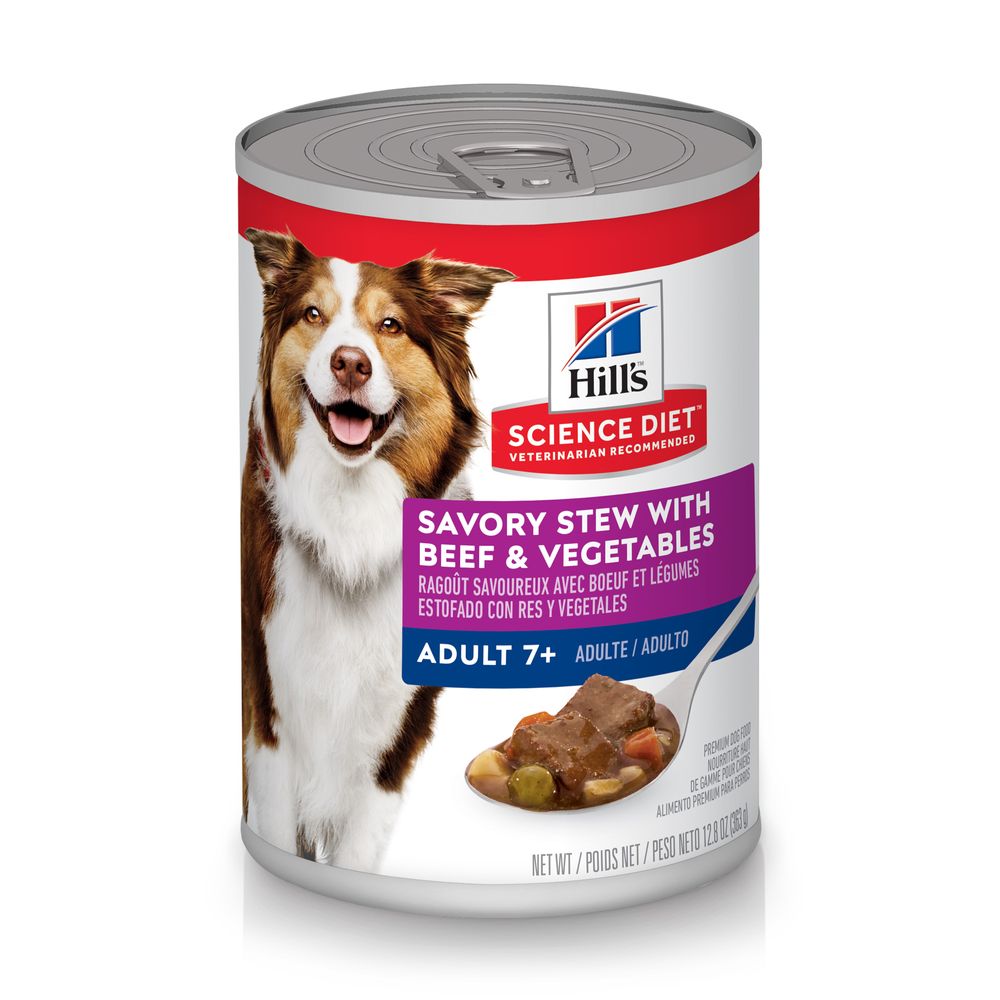 Science Diet Adult 7+ Savory Stew with Beef & Vegetables (12.8oz) - Wet Dog Food - The Family Pet
