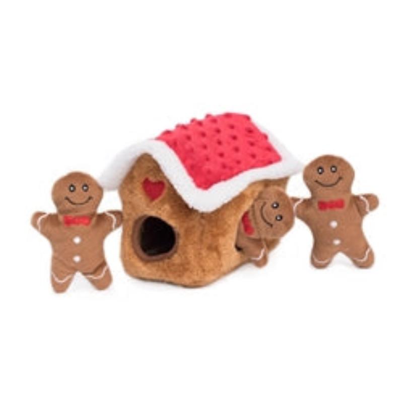 Holiday Burrow Gingerbread House Interactive Dog Toy
