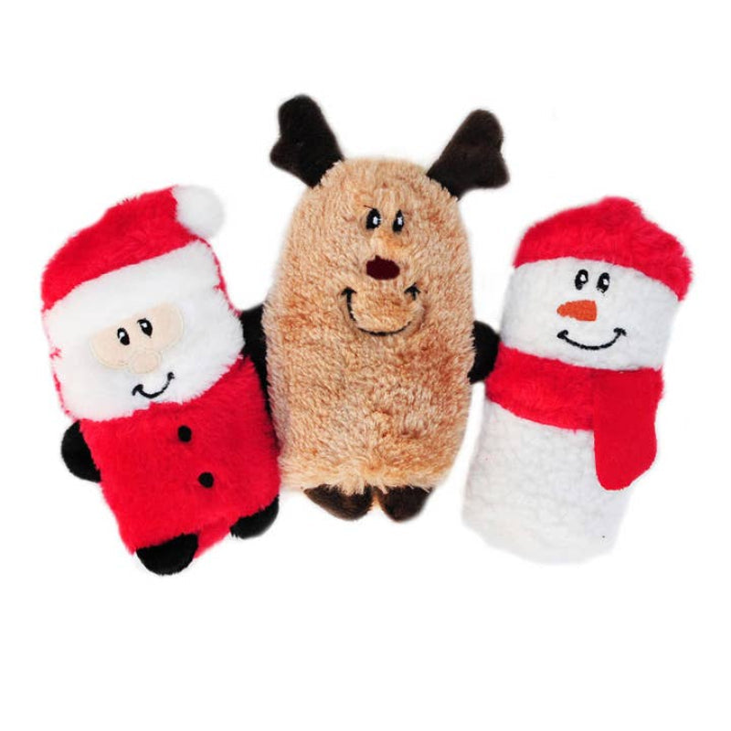 Holiday Squeakie Buddies Santa, Snowman, Reindeer Dog Toys Set - 3 pk