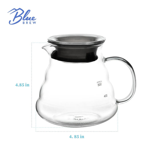 BLUE BREW Ceramic Pour Over Coffee Dripper & Borosilicate Glass Server Set – Premium Single - Serve Coffee Maker with Heat - Resistant Carafe - Elevate Marketplace