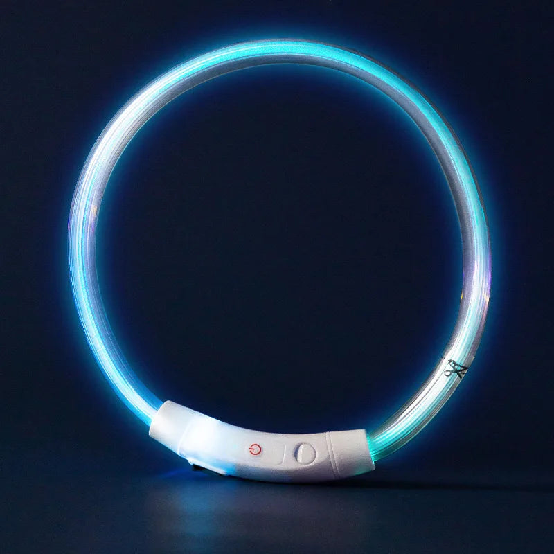 40/50/70cm Led Dog Collar USB Rechargeable Pet Dog Night Luminous Charge Collar Glowing Necklace Collar Safety Night Light