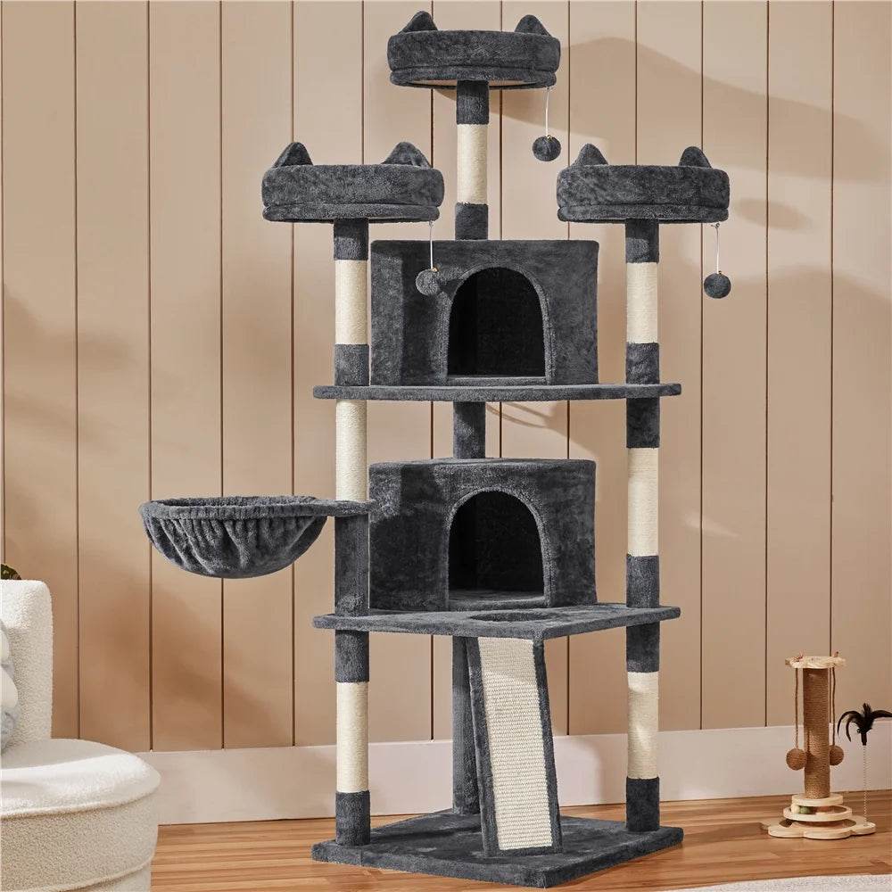 Renwick 69in Large Cat Tree Tower with Condos & Scratching Board - Dark Gray