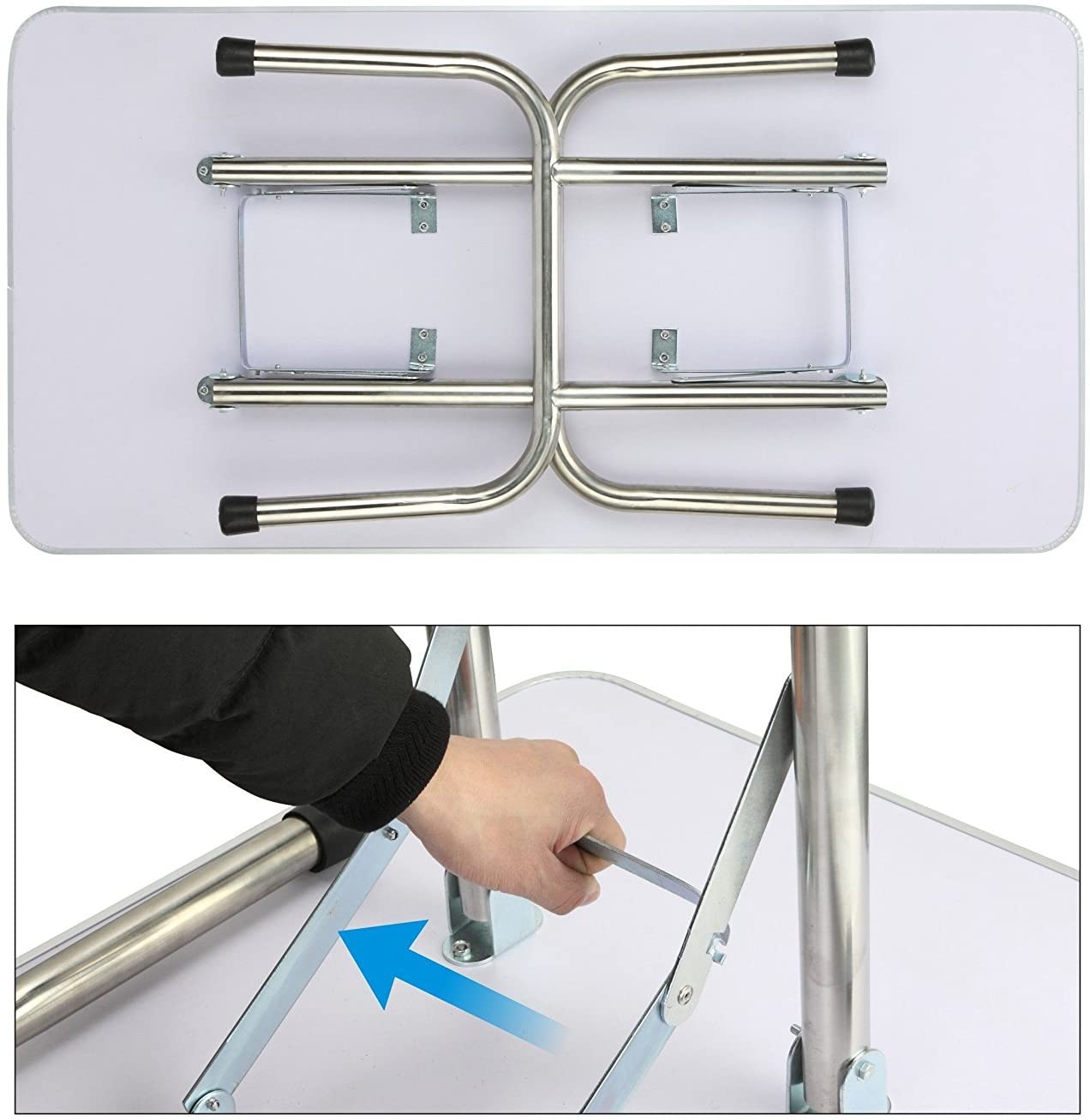 Adjustable dog grooming table frame with easy assembly features for pet grooming convenience