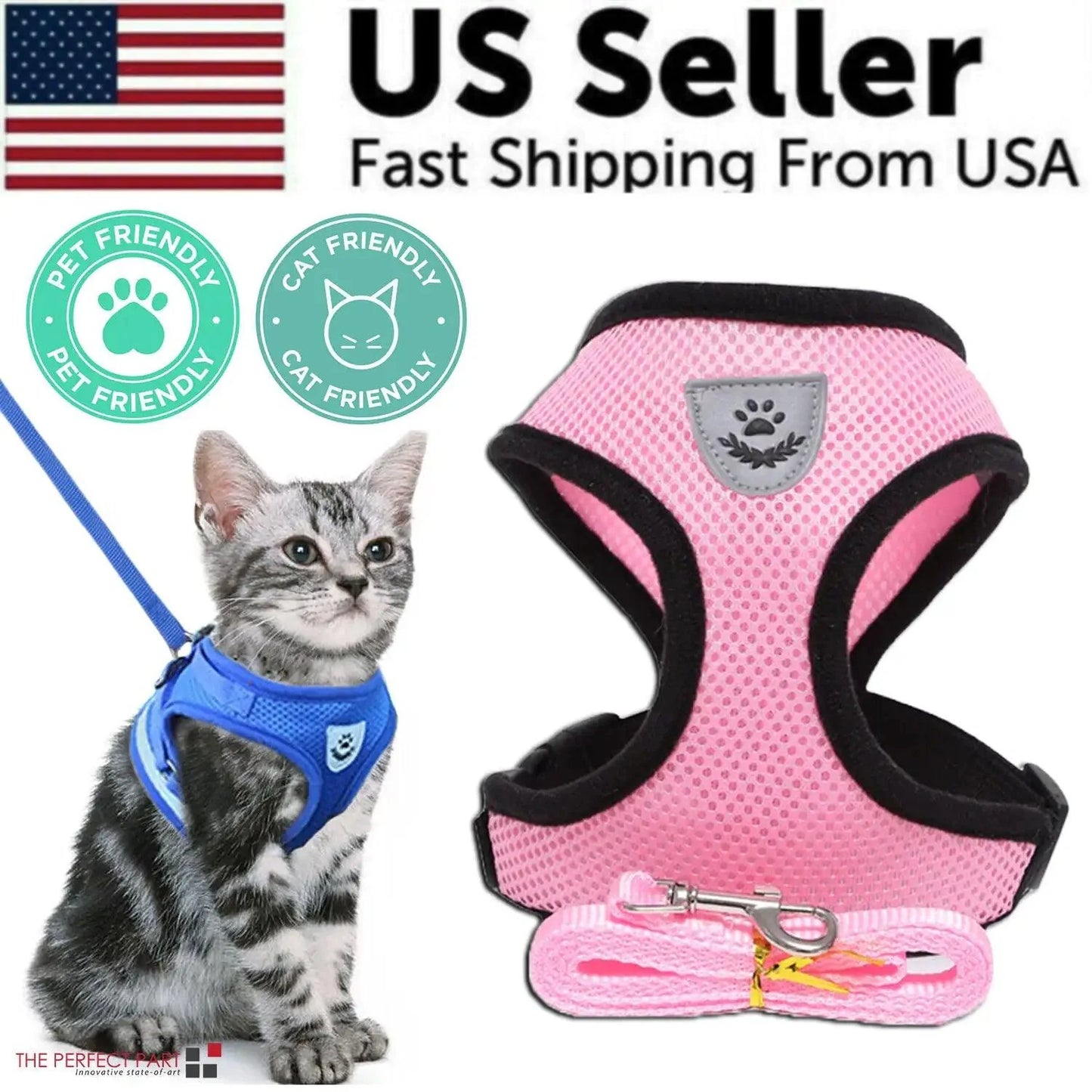 Adjustable Reflective Pet Harness With Leash 🦮