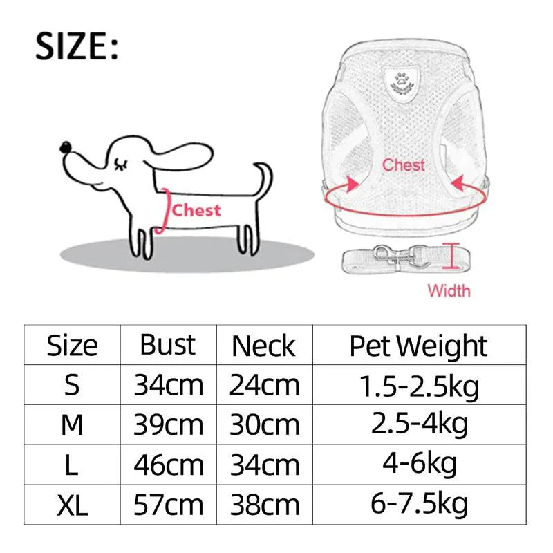 Adjustable Reflective Pet Harness With Leash 🦮 - Purrfect Pet Kingdom