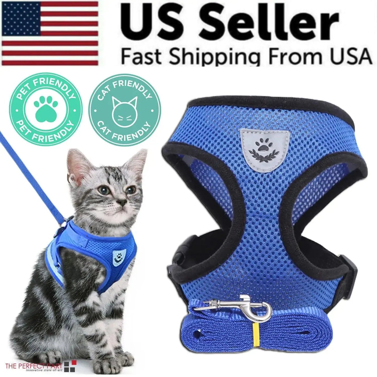 Adjustable Reflective Pet Harness With Leash 🦮