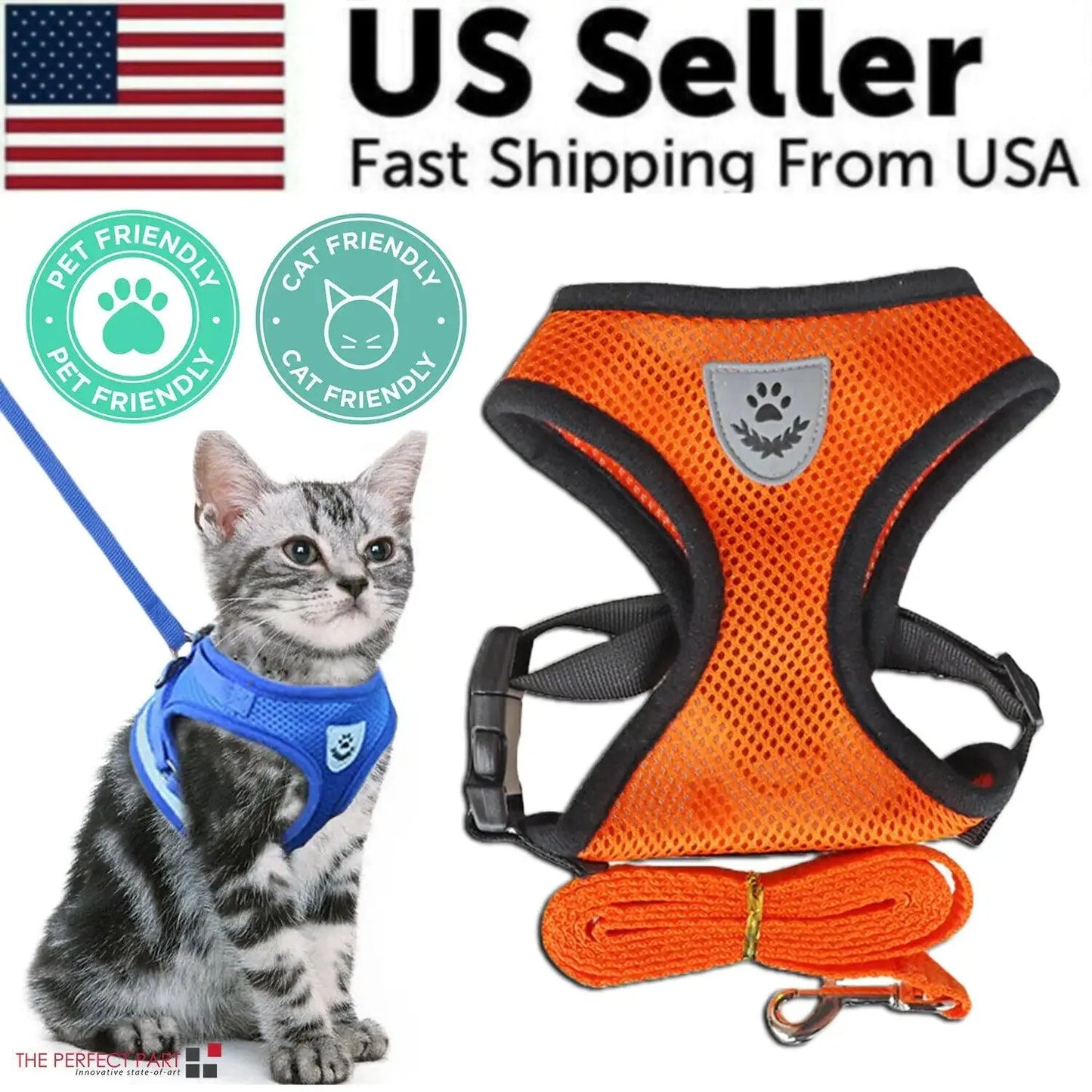 Adjustable Reflective Pet Harness With Leash 🦮 - Purrfect Pet Kingdom