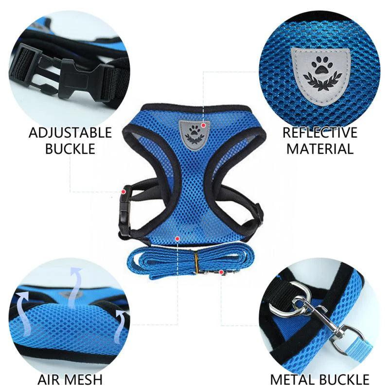 Adjustable Reflective Pet Harness With Leash 🦮 - Purrfect Pet Kingdom