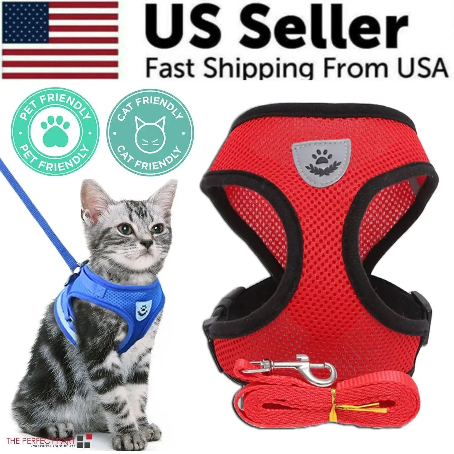 Adjustable Reflective Pet Harness With Leash 🦮 - Purrfect Pet Kingdom
