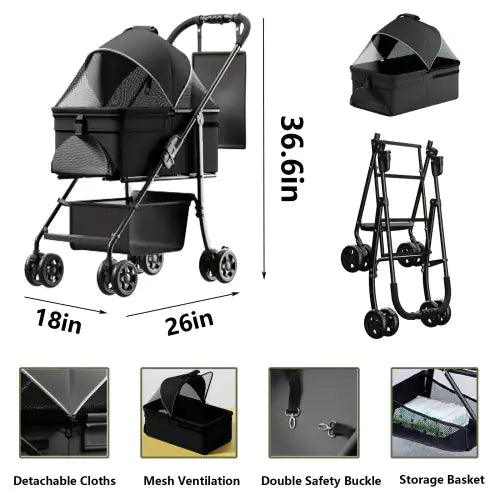 All-In-One Pet Travel Stroller And Carrier ๐