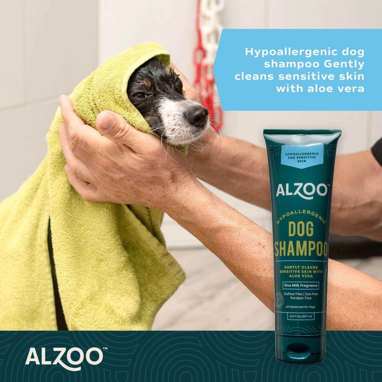 ALZOO dog shampoo aloe vera hypoallergenic shampoo gently cleans sensitive dog skin with aloe vera