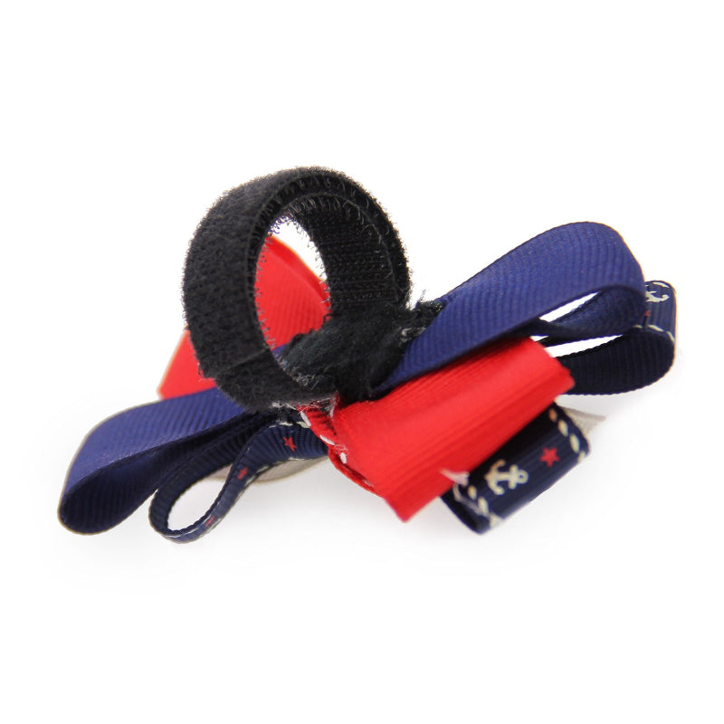 Anchor Red White & Blue Bow Pet Collar Attachment
