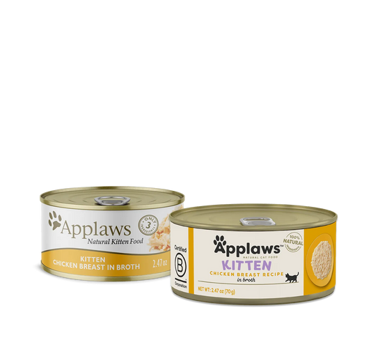 Applaws Kitten Chicken in Broth Wet Cat Food by The Family Pet, 2.47oz, featuring a savory chicken broth in a colorful pac...