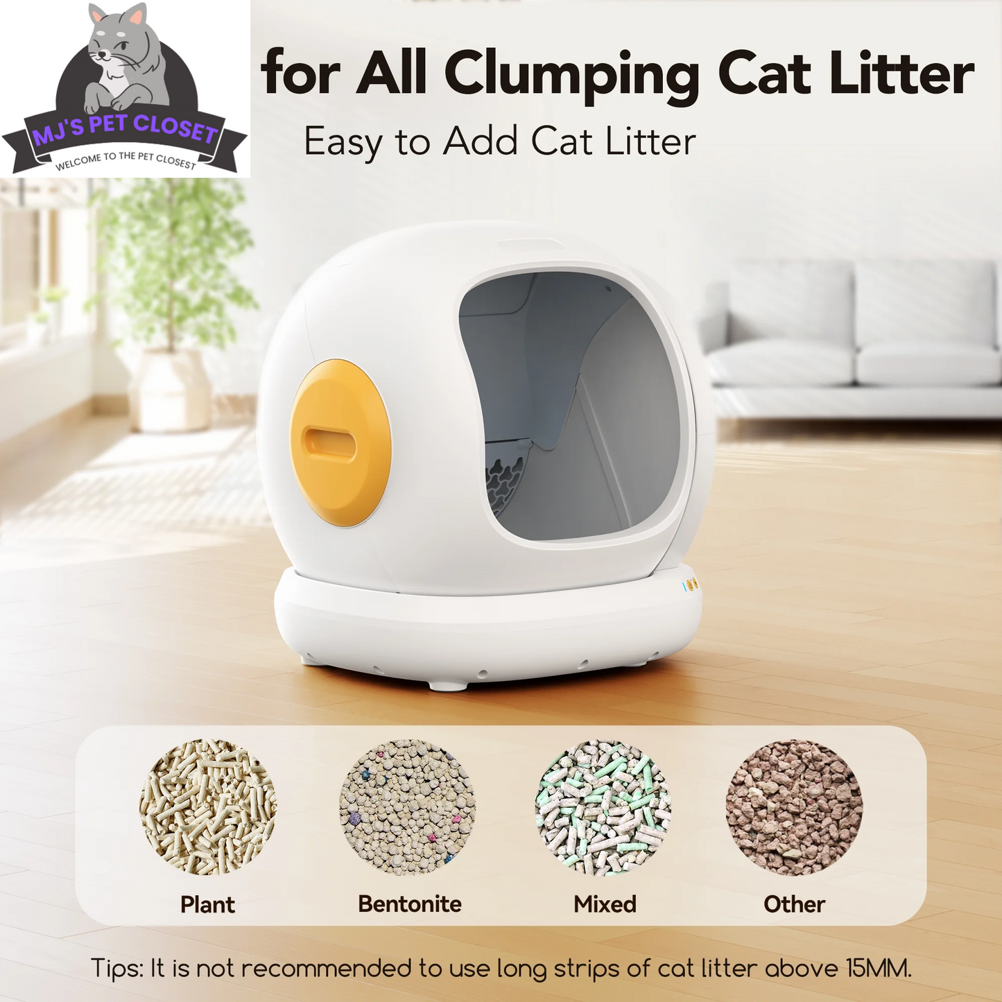 Automatic cat litter box app controlled suitable for all clumping cat litter with easy access