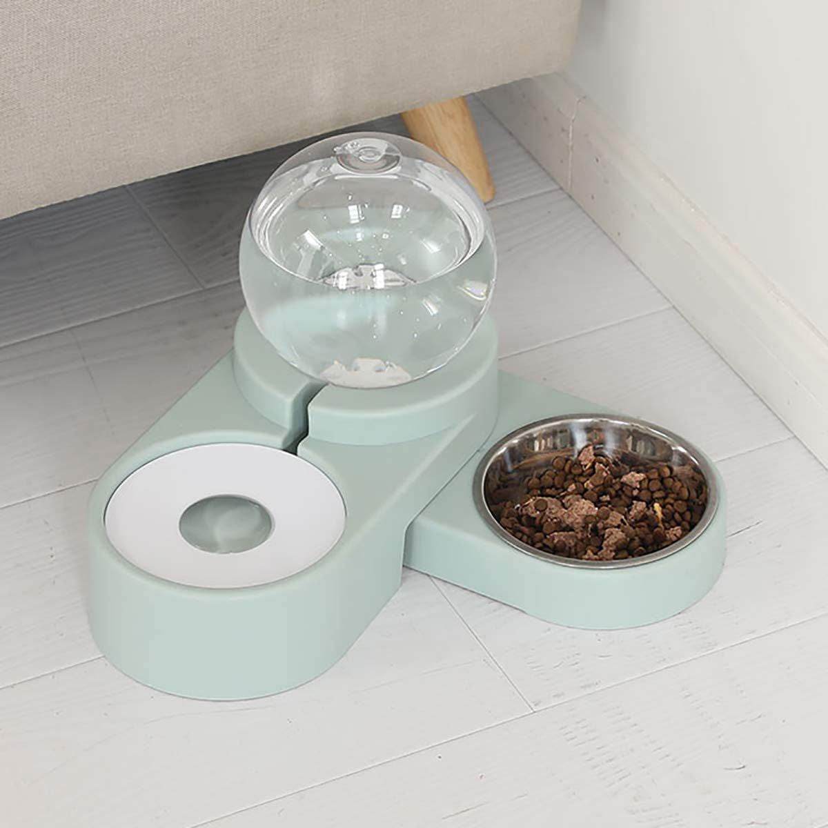 Purrfect Pet Kingdom automatic pet water fountain and food bowl in light blue for pets
