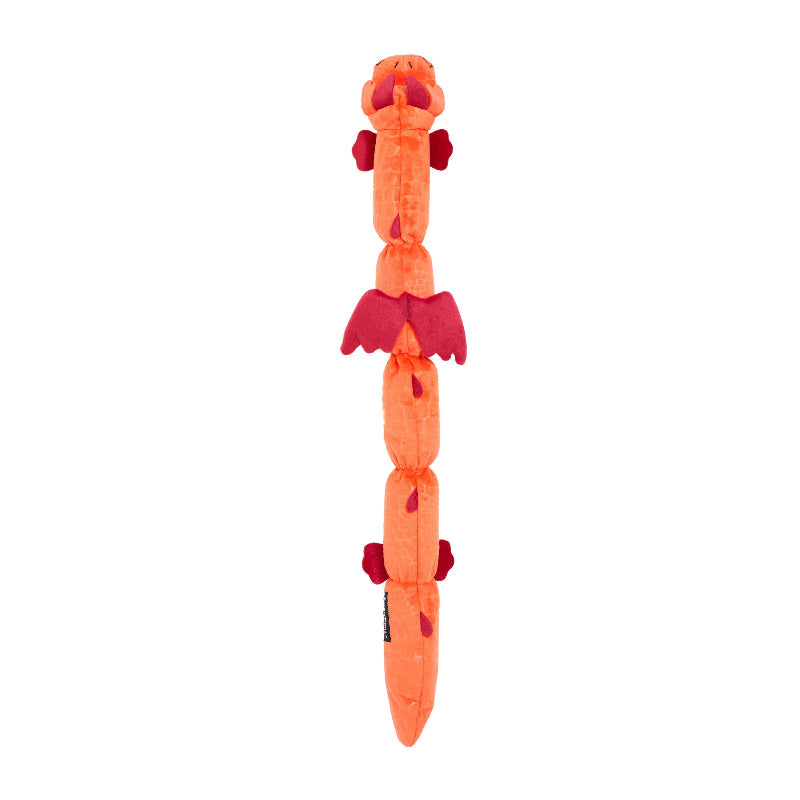 Red Zippy Dragonz Long Squeaky Plush Dog Toy