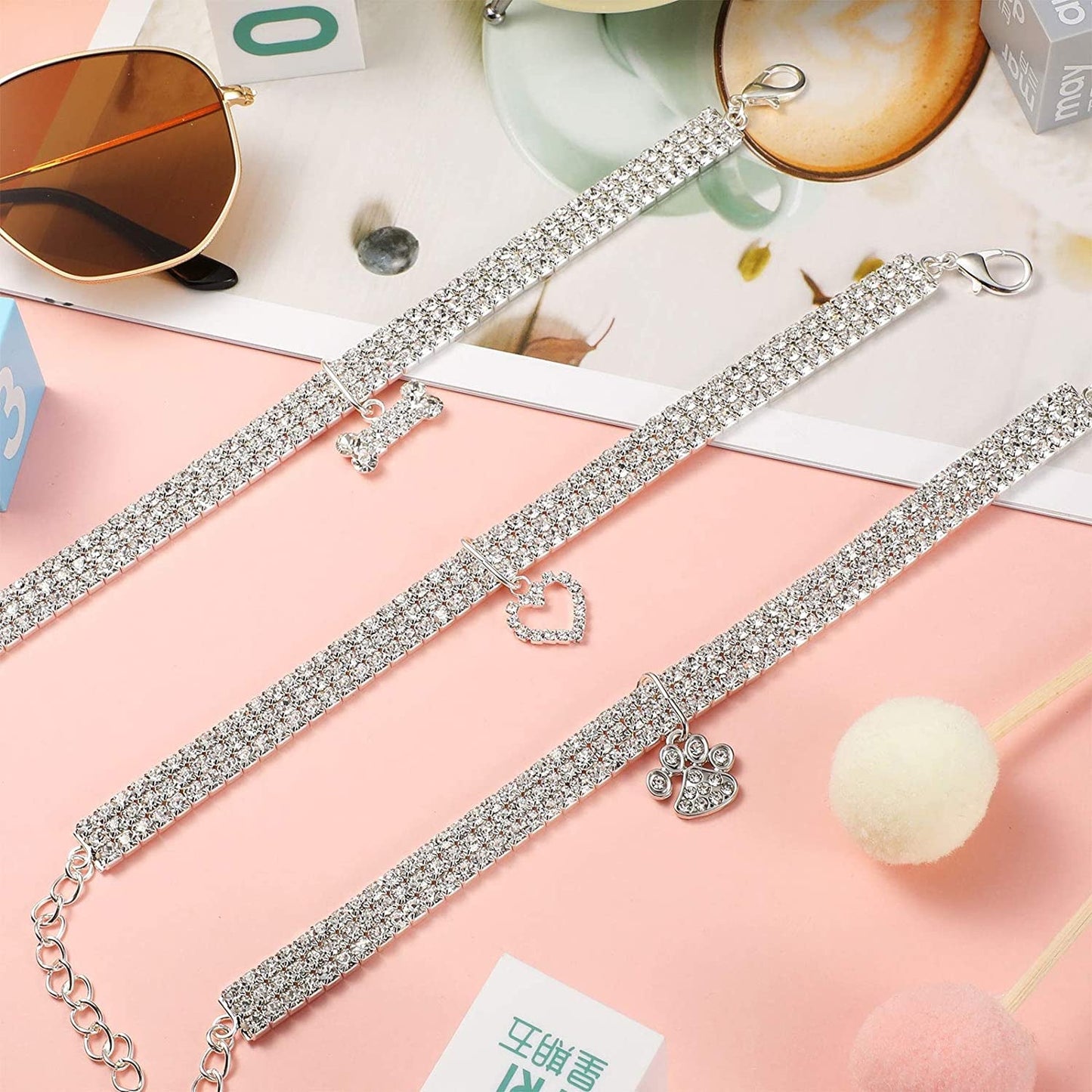 Cat Collar Crystal Elastic Pet Necklace Breakaway ๐
