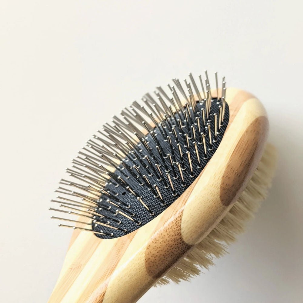 Two - Sided Pet Brush – Bristle & Wire for Shedding & Detangling - Pet Grooming Brush - Tilley + Me