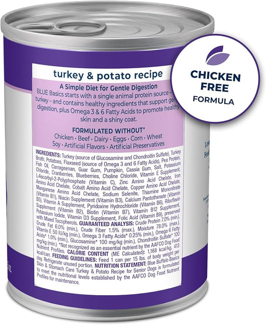 Blue Buffalo Basics Adult Grain - Free Turkey & Potato, Limited Ingredient Diet Wet Dog Food (12.5oz) - Blue Buffalo Wet Dog Food - The Family Pet