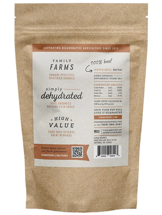 Farm Hounds Beef Liver (4oz) - dehydrated dog treats - The Family Pet